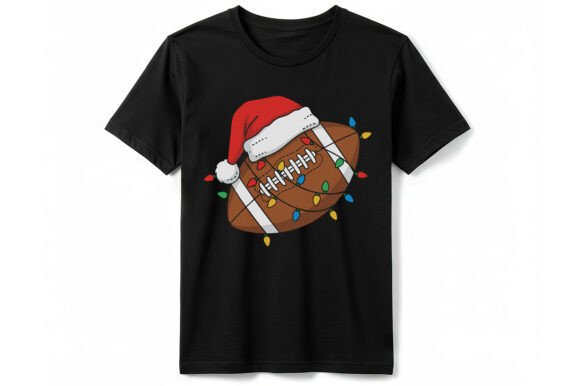 Christmas Football Santa Hat T-shirt