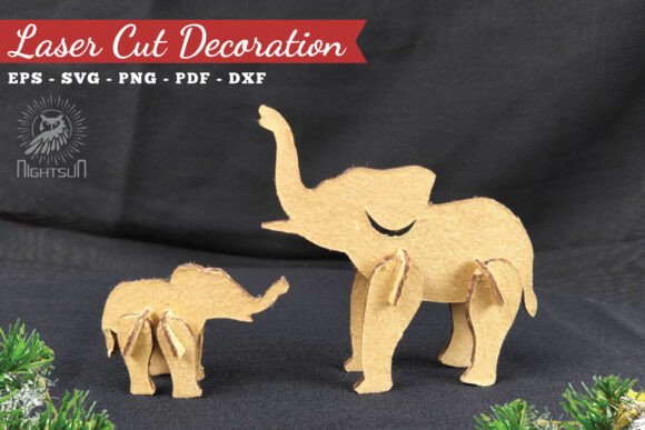 Mom and Baby Elephant Laser Cut