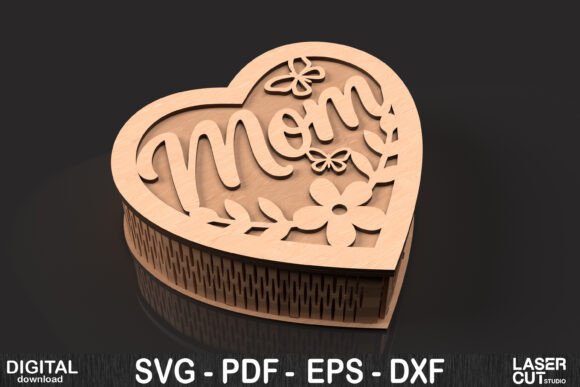 Mom Heart Box SVG – Living Hinge