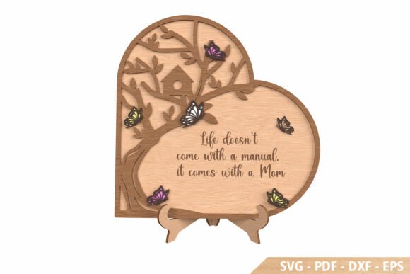 Mom Tree Heart Layered Sign