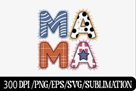 Patchwork Funky MAMA Letter Design in Real Stitch Life