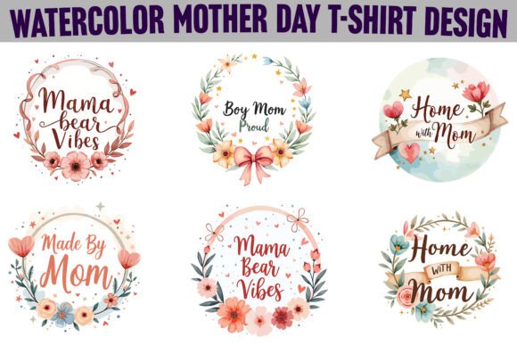 Watercolor Mother’s Day T-Shirt Bundle